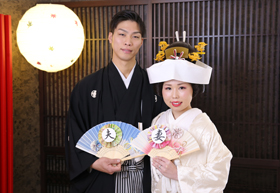 夫婦扇子は人気の１枚！かつらも嬉しい無料オプション！！